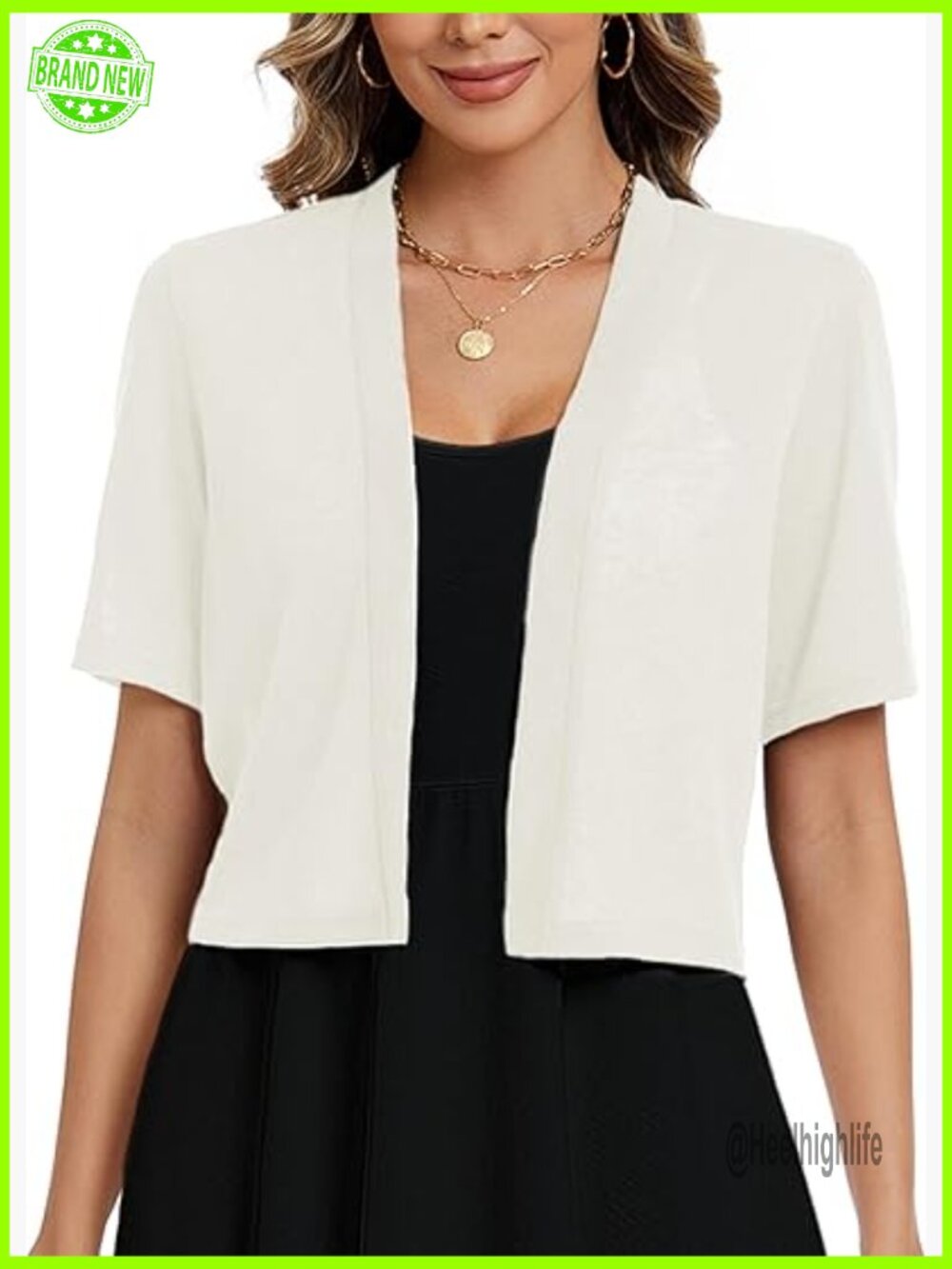 Women's Thin Shrug Short Sleeve Cropped Top Open Front Cardigan Bolero
